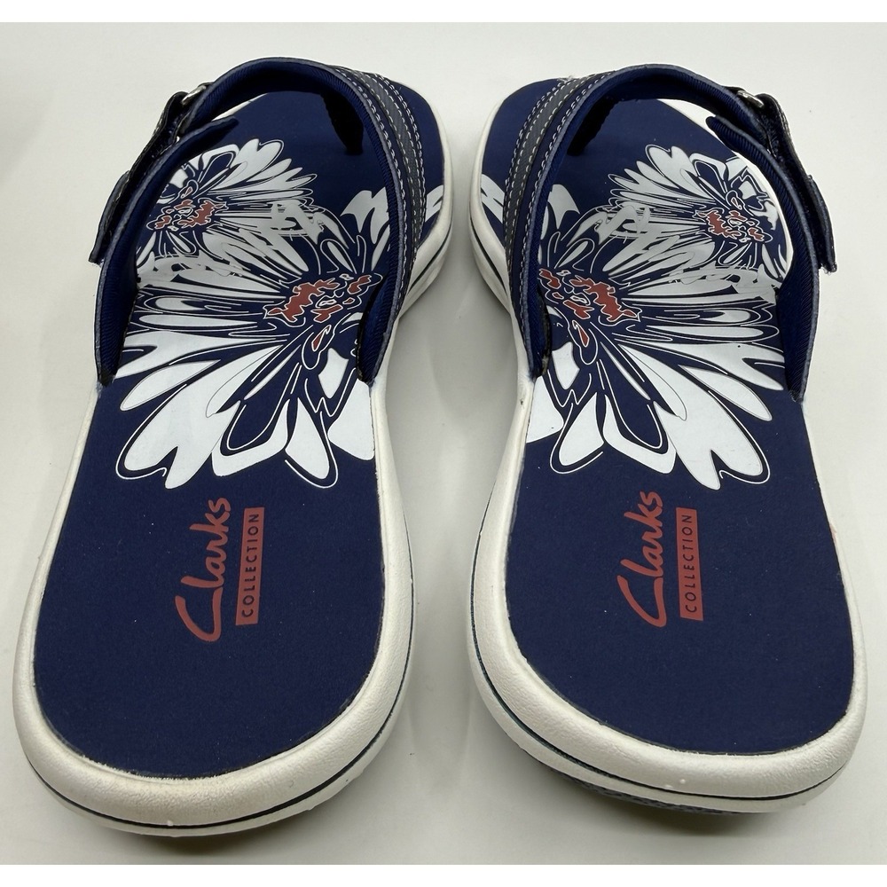 Clarks Breeze Sea Navy Marine Women's Size 8 Sandal With Floral Accents NIB - Picture 3 of 7